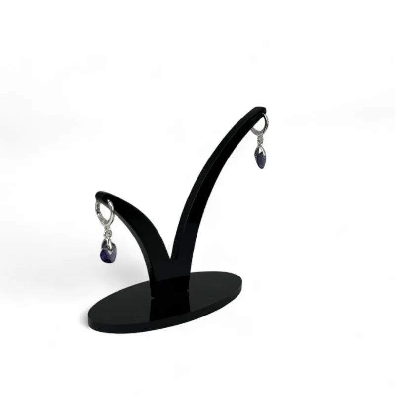 BRINCO ARGOLA DE CLICK COM PENDURICALHO CORAÇÃO ROXO - BANHADO A PRATA 925