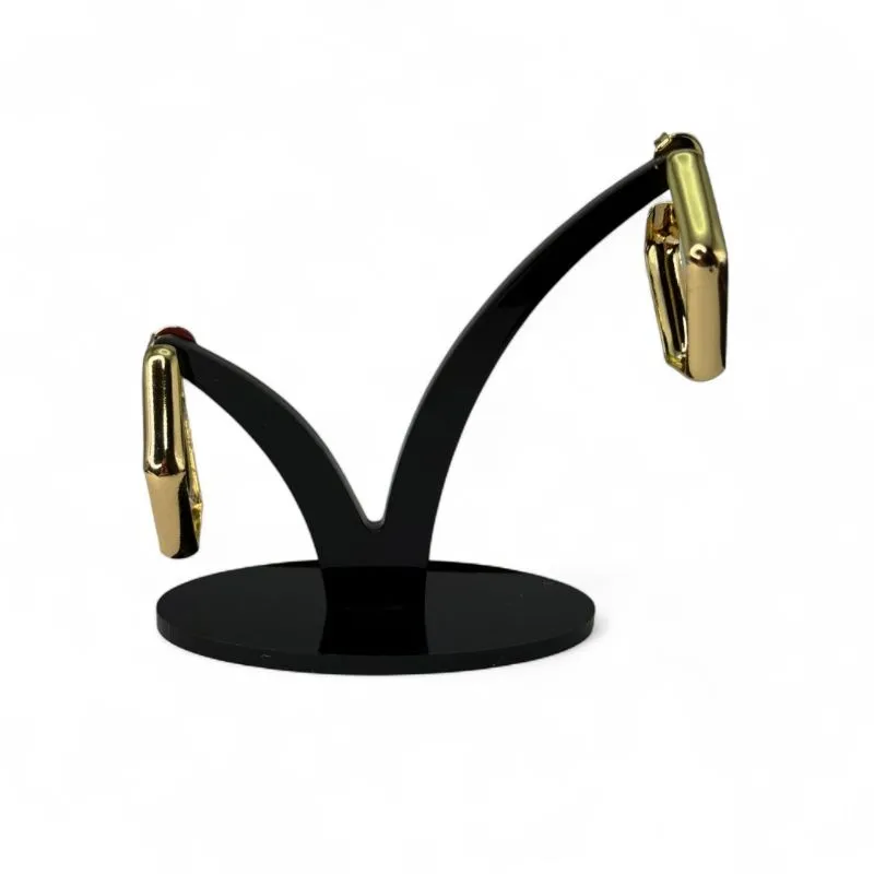 BRINCO ARGOLA GRANDE LARGA FORMATO OCTÓGONO LISO - BANHADO A OURO 18K