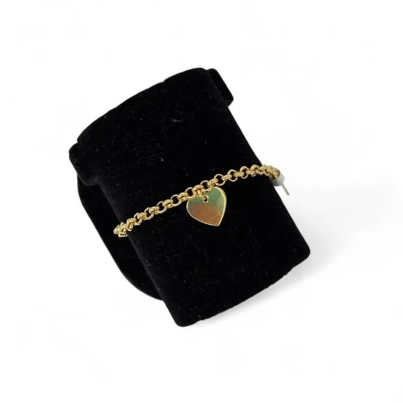 PULSEIRA GRUMET COM CORAÇÕES CHEIOS LISOS - BANHADO A OURO 18K PULSEIRA GRUMET COM CORAÇÕES CHEIOS LISOS - BANHADO A OURO 18K