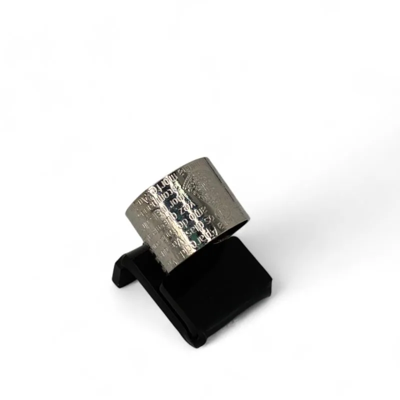 ANEL ORAÇÃO NOSSA SENHORA DE APARECIDA REGULÁVEL LISO GRANDE -REGULÁVEL-BANHADO A RÓDIO BRANCO