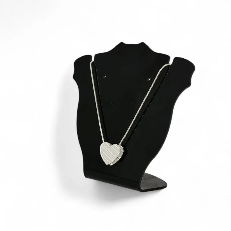 CORRENTE VENEZIANA CORAÇÃO DETALHADO MÉDIO - BANHADO A PRATA 925