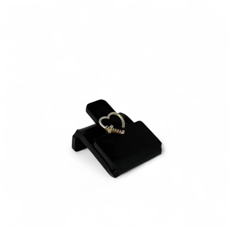 PIERCING ARGOLA CORAÇÃO COM ZIRCONIA COLORS E CRUZ LADO DIREITO -PRATA 925