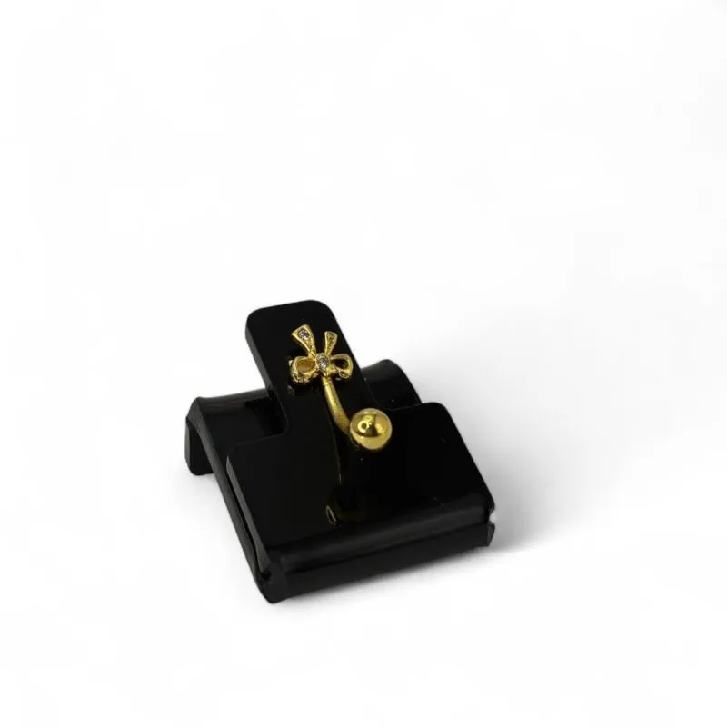 PIERCING DE UMBIGO BOLINHA E  LAÇO  ZIRCONIA  -  BANHADO A OURO 18K