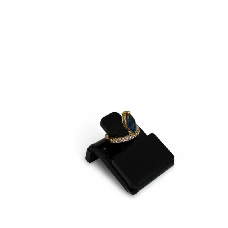 PIERCING FAKE FILEIRA ZIRCONIA CRISTAL E PEDRA AZUL - BANHADO A OURO 18K