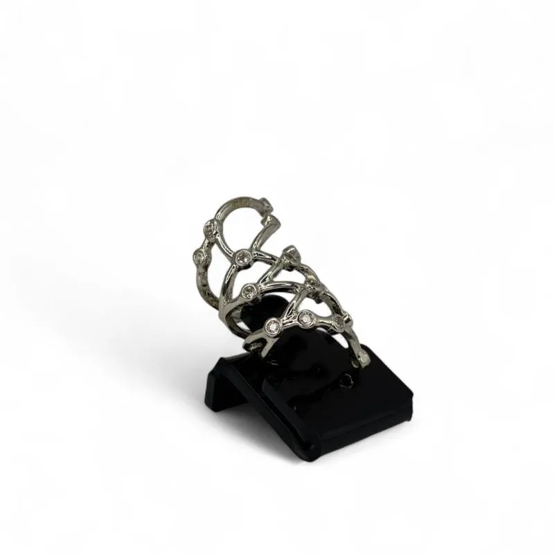 PIERCING FAKE REDE COM ZIRCONIA CRAVEJADA- BANHADO A RÓDIO BRANCO