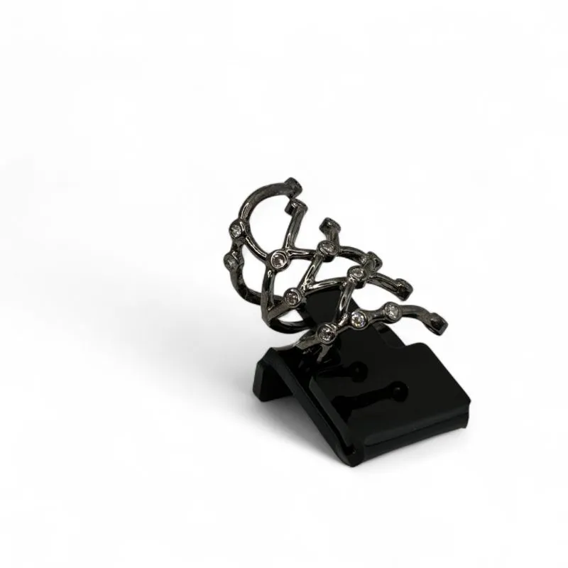 PIERCING FAKE REDE COM ZIRCONIA CRAVEJADA- BANHADO A RÓDIO NEGRO