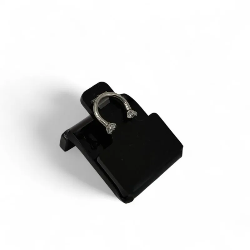 PIERCING FERRADURA COM 2 ZIRCONIA 8MM/10MM- BANHADO A RÓDIO BRANCO