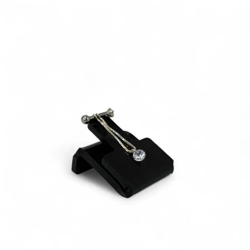 PIERCING PINO CONCH COM CORRENTE E PONTO DE LUZ ZIRCONIA CRISTAL 9MM -PRATA 925