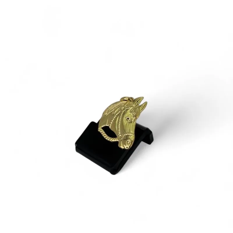 PINGENTE CABEÇA DE CAVALO CHAPA LISA-  BANHADO A OURO 18K
