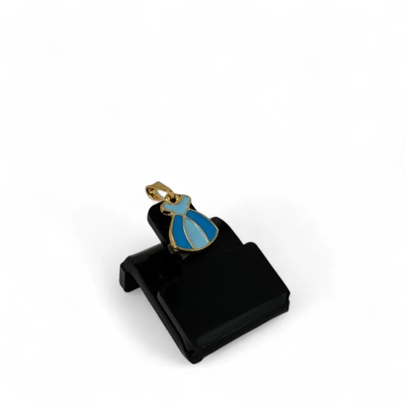 PINGENTE VESTIDO PRINCESA AZUL - BANHADO A OURO 18K