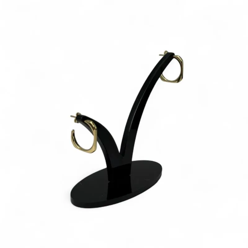 BRINCO ARGOLA MÉDIA FORMATO QUADRADO LISO DETALHADA  - BANHADO A OURO 18K