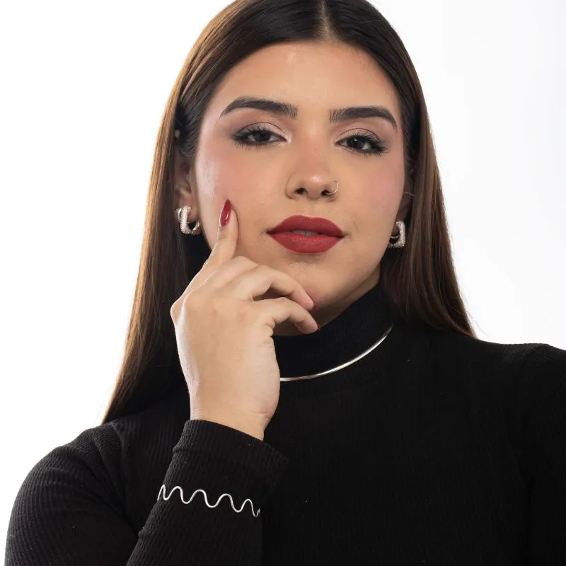 CHOKER RÍGIDO LISO MÉDIO SIMPLES SEM FECHO    - BANHADO A PRATA 925