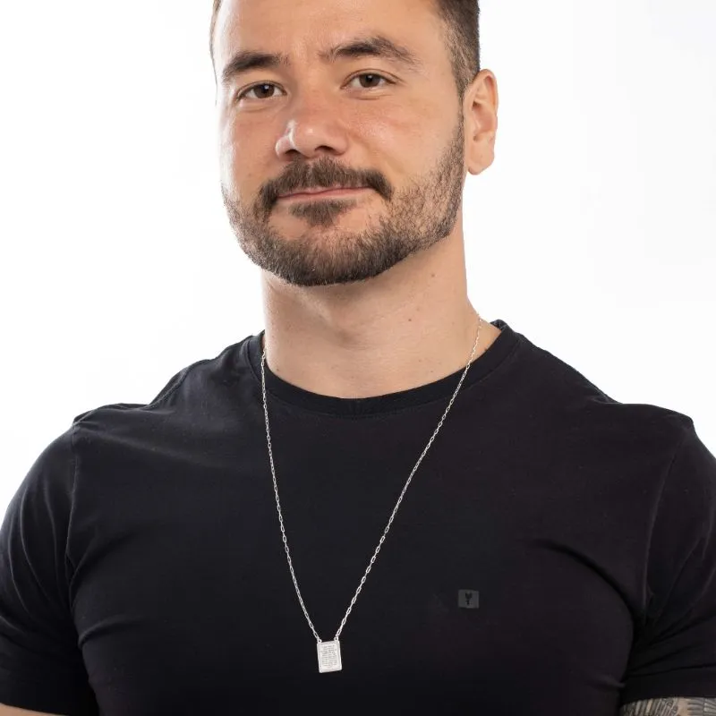 CORRENTE ESCÁPULARIO CARTHIE COM ORAÇÃO DO PAI NOSSO 70CM - PRATA 925