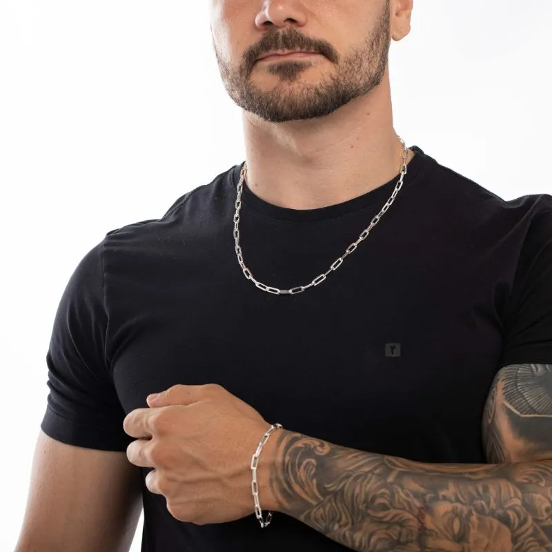 PULSEIRA MASCULINA CARTHIE GROSSO ELO LARGO COM FECHO GAVETA 1.0MM  - BANHADO A PRATA 925