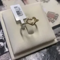 ANEL FALANGE  CORAÇÃO VAZADO PEQUENO SIMPLES Nª06  - BANHADO A OURO 18K