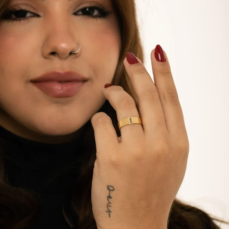 ALIANÇA LISA QUADRADA 8MM Nª18- BANHADO A OURO 18K