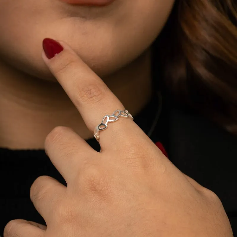 ANEL ARO COM FOLHAS VAZADAS LISO Nº19- BANHADO A PRATA 925