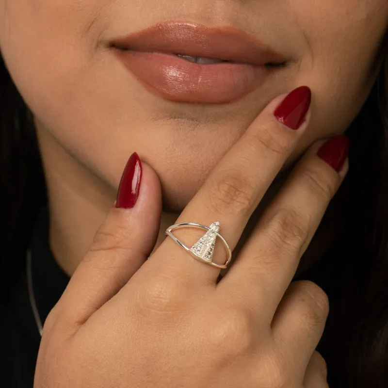 ANEL ARO DUPLO NOSSA SENHORA DE APARECIDA COM MICRO ZIRCÔNIA CRISTAL  Nº22 - BANHADO A PRATA 925