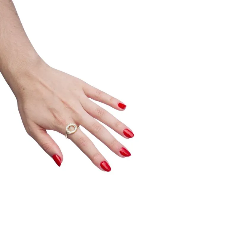 ANEL ARO MÉDIO COM ZIRCONIA NAVETE CRISTAL Nº 16 BANHADO A OURO 18K