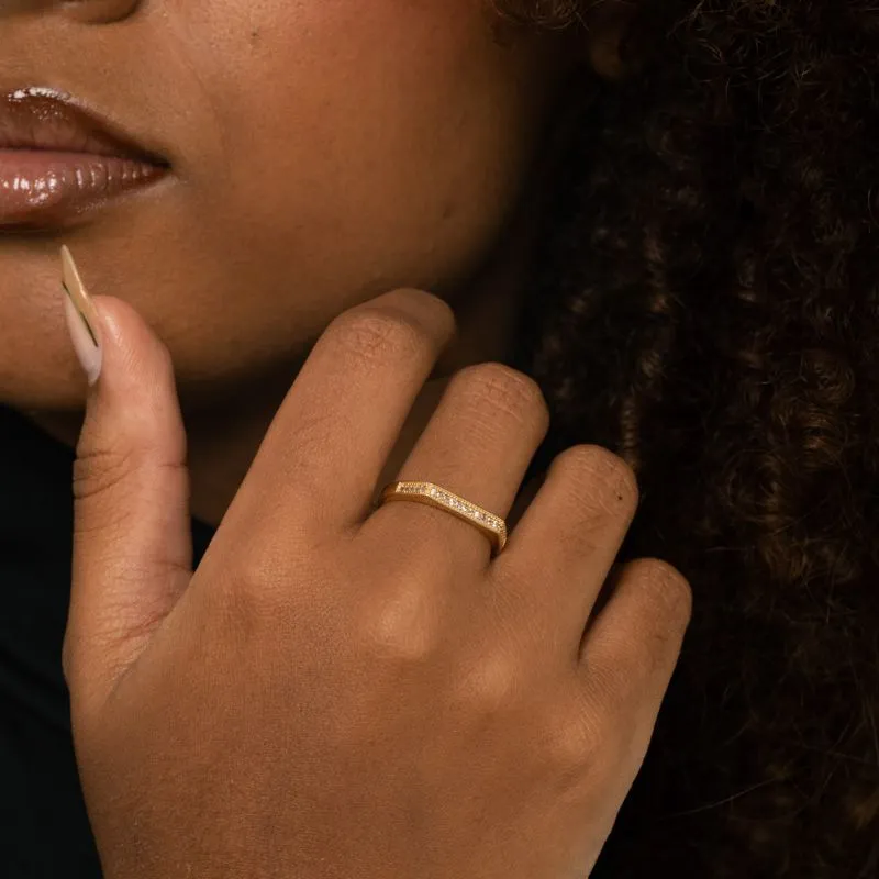 ANEL ARO QUADRADO COM MICRO ZIRCÔNIA CRISTAL ROSÉ  Nº18- BANHADO A OURO 18K