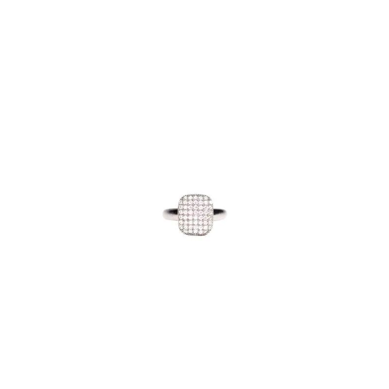 ANEL QUADRADO GRANDE COM ZIRCONIA CRISTAL Nª24 - BANHADO A RÓDIO NEGRO