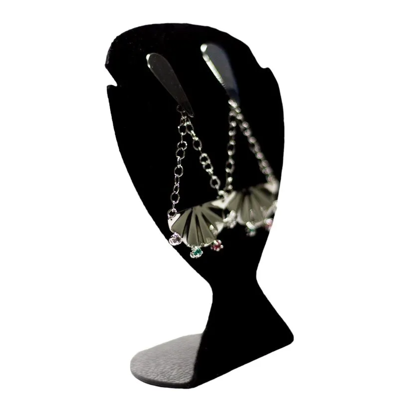 BRINCO MÉDIO LEQUE COM ZIRCONIA COLORS - BANHADO A PRATA 925