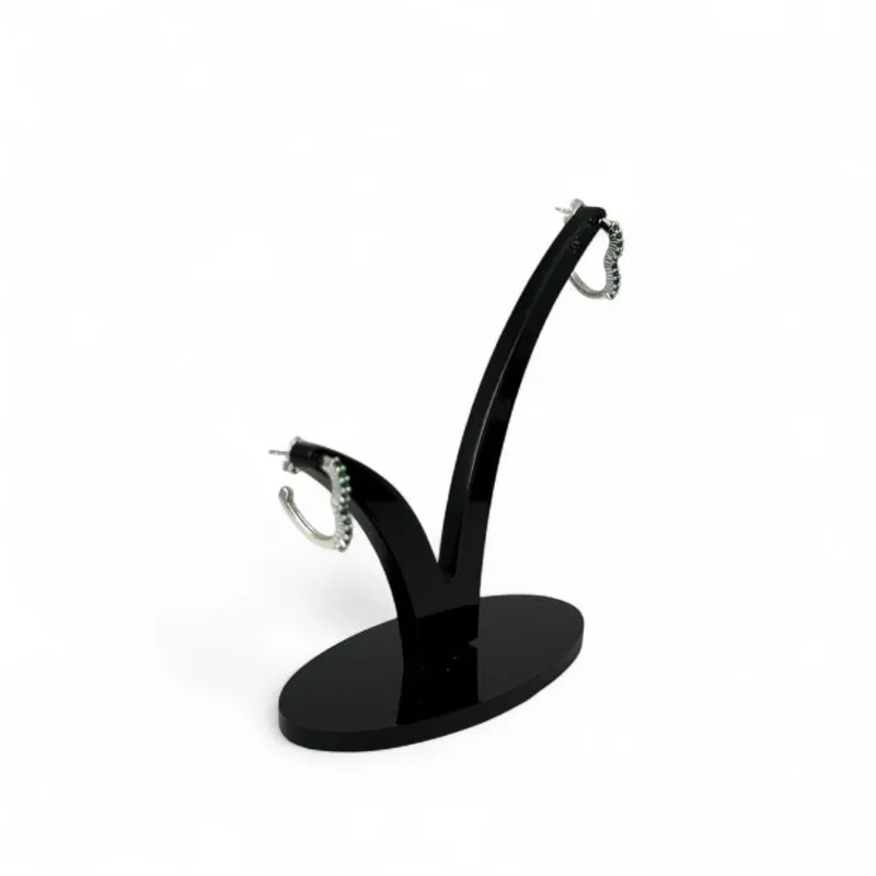 BRINCO MEIA ARGOLA CORAÇÃO DETALHADA COM MICRO ZIRCONIA VERDE GRANDE- BANHADO A PRATA 925