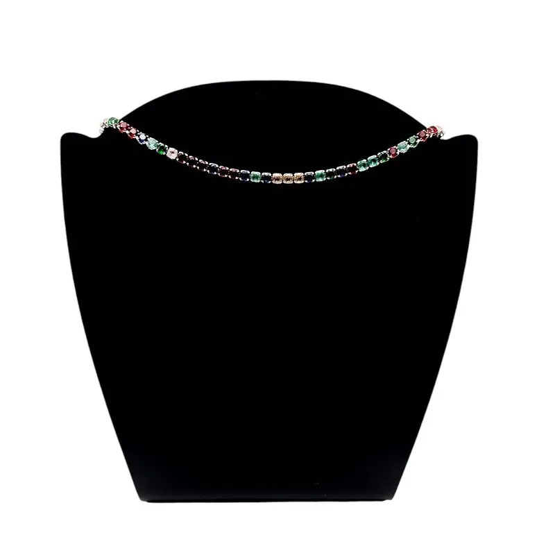 CHOKER RIVIERA PEDRA COLORS COM EXTENSOR - BANHADO A PRATA 925