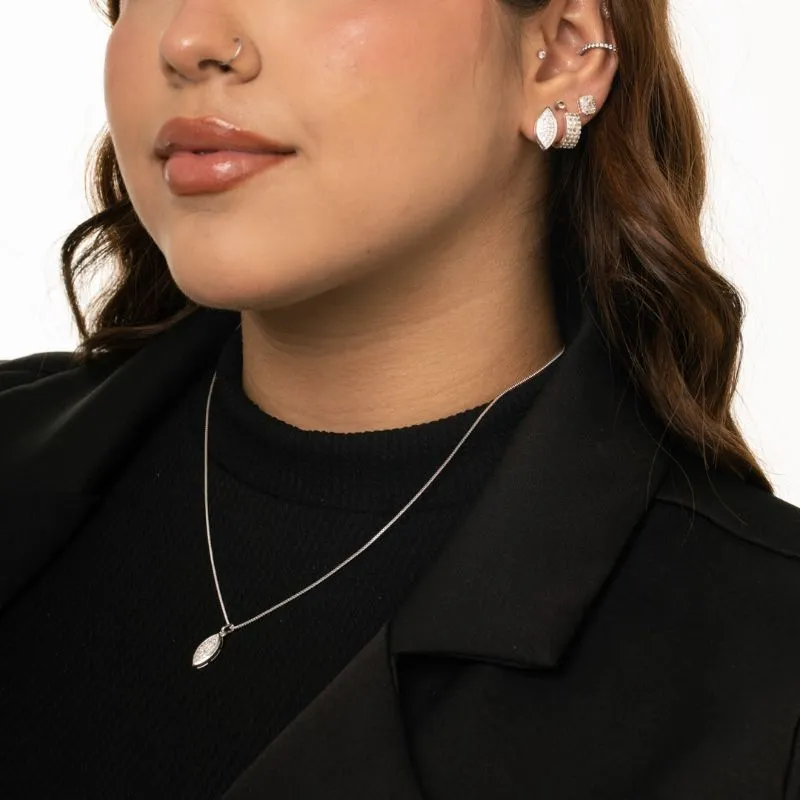 CONJUNTO CORRENTE VENEZIANA GOTA CUMPRIDA COM BORDA COM ZIRCÔNIA CRISTAL- BANHADO A PRATA 925