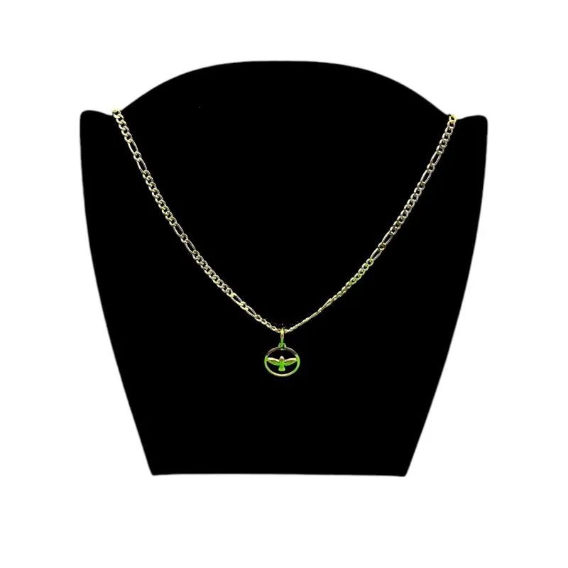 CORRENTE 3X1 ESPIRITO SANTO REDONDO LISO 45CM - BANHADO A OURO 18K