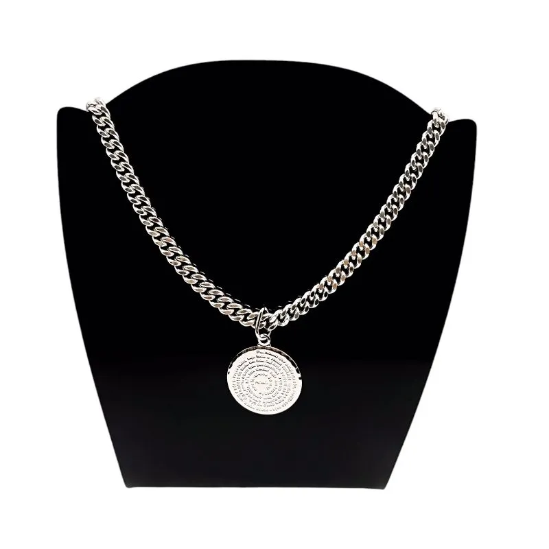 CORRENTE DIAMANTADA  40CM COM FECHO GAVETA E PINGENTE MEDALHA ORAÇÃO PAI NOSSO- BANHADO A RÓDIO BRANCO