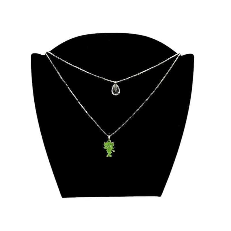 CORRENTE DUPLA VENEZIANA MENINA E GOTA CRISTAL - BANHADO A OURO 18K