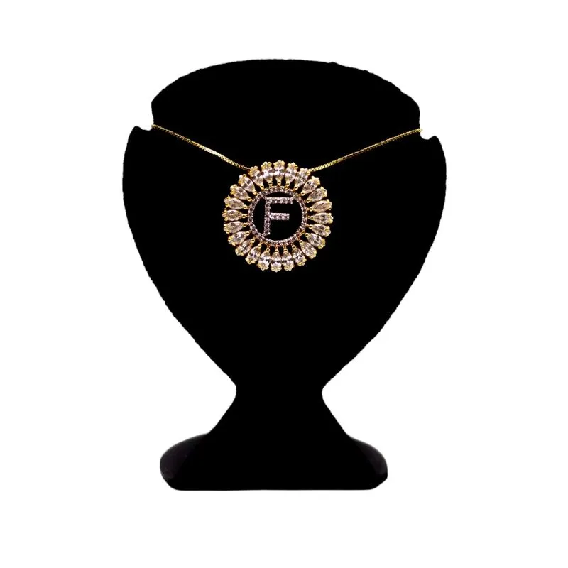 CORRENTE VENEZIANA MANDALA INICIAL F ZIRCONIA  CRISTAL- BANHADO A OURO 18K