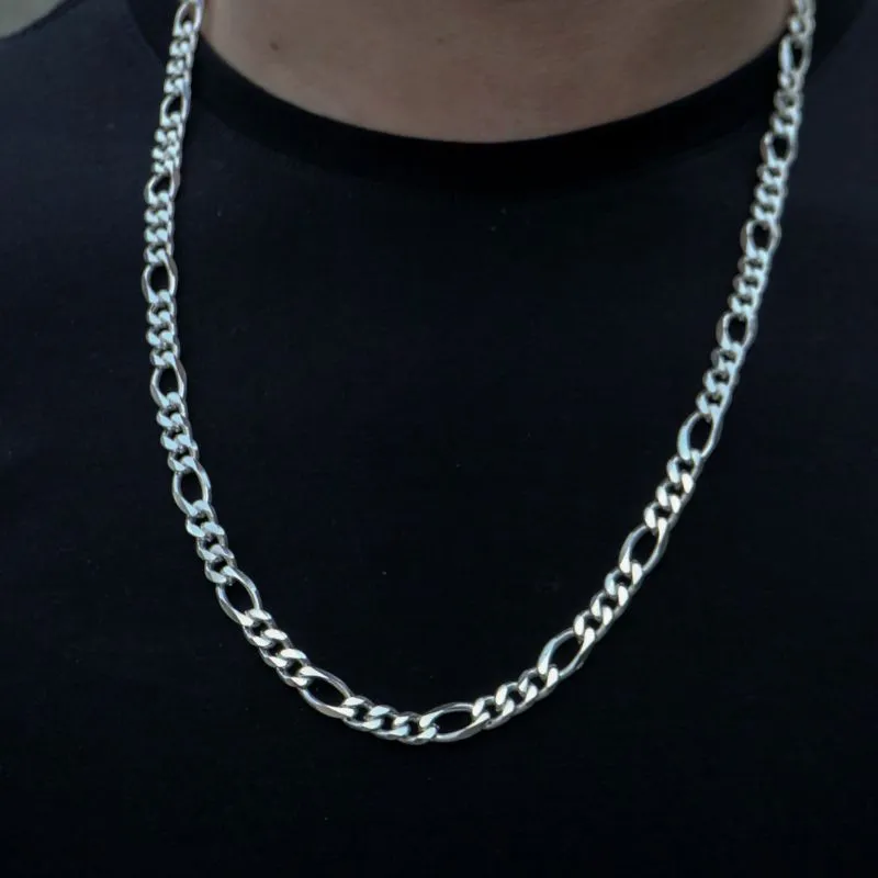 CORRENTE MASCULINA 3X1 MÉDIA COM FECHO GAVETA 70CM  10MM - BANHADO A PRATA 925