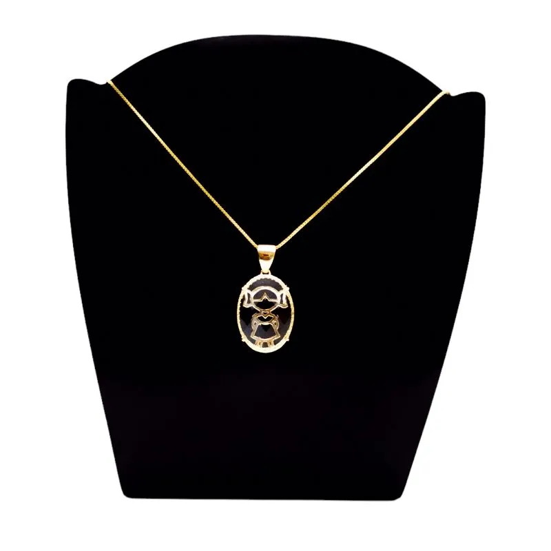 CORRENTE VENEZIANA COM MENINA EM ACRÍLICO  - BANHADO A OURO 18K