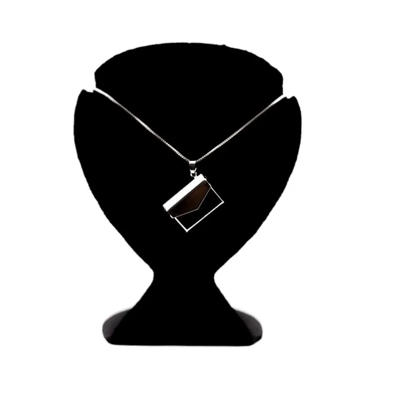 CORRENTE RELICÁRIO CARTA COM ABERTURA  - BANHADO A RÓDIO BRANCO