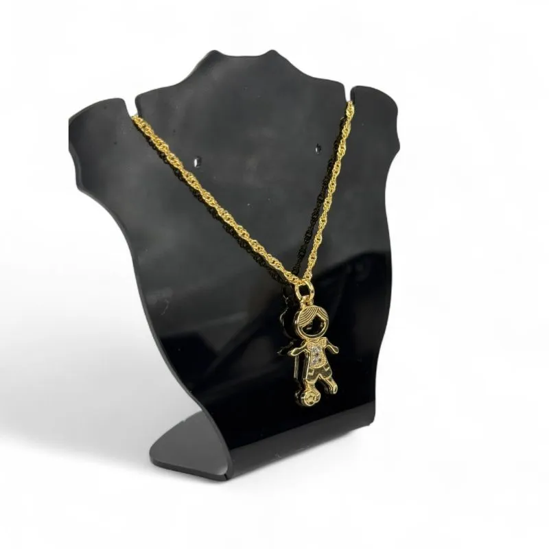 CORRENTE SINGAPURA MENINO COM BOLA CRAVEJADO COM ZIRCONIA CRISTAL - BANHADO A OURO 18K