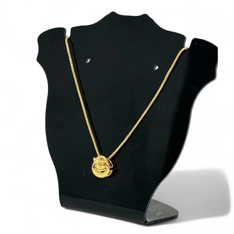 CORRENTE VENEZIANA PINGENTE MENINO REDONDO LISO - BANHADO A OURO 18K