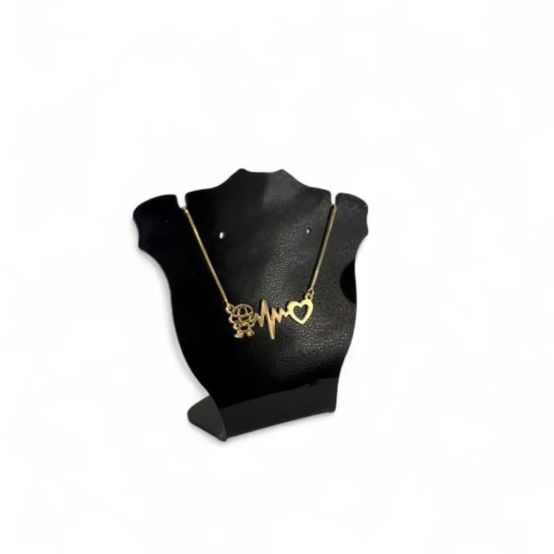 CORRENTE VENEZIANA COM BATIMENTO CARDIACO MENINO E CORAÇÃO LISO - BANHADO A OURO 18K