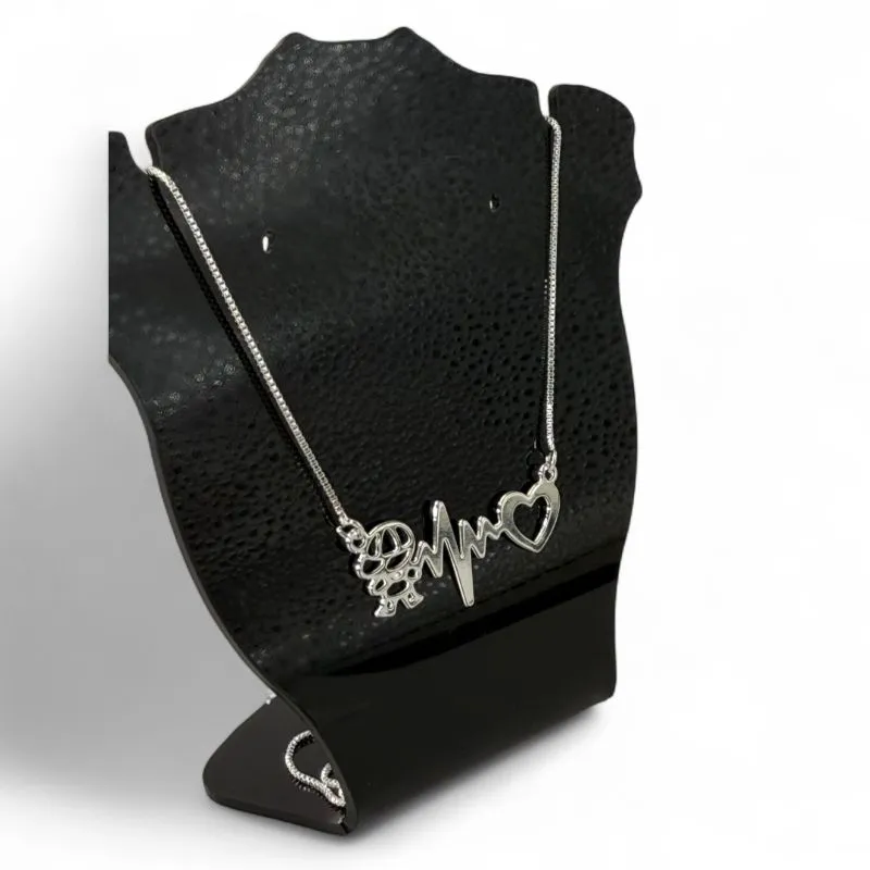 CORRENTE VENEZIANA COM BATIMENTO CARDIACO MENINO E CORAÇÃO LISO - BANHADO A PRATA 925