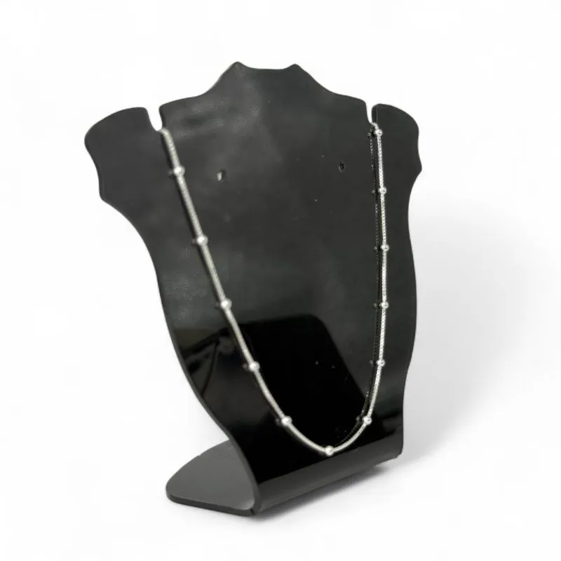 CORRENTE VENEZIANA COM BOLINHAS LISA 50CM -PRATA 925