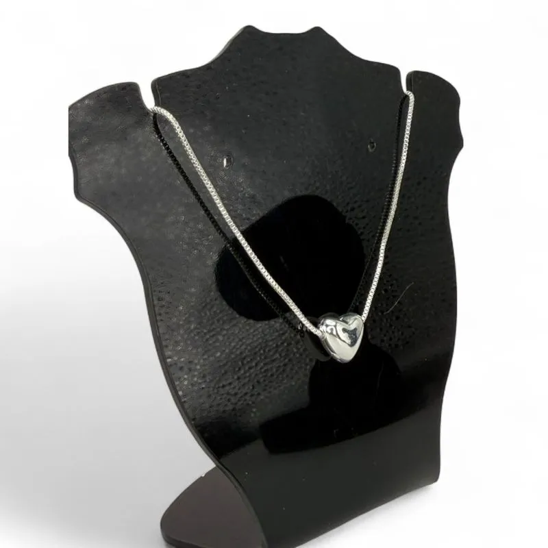 CORRENTE VENEZIANA COM CORAÇÃO LISO - BANHADO A PRATA 925