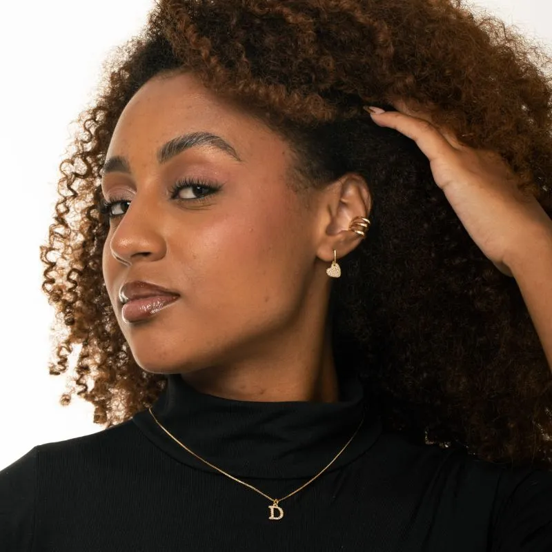 CORRENTE VENEZIANA COM INCIAL D PEQUENA CRAVEJADA EM MICRO ZIRCÔNIA CRISTAL - BANHADO A OURO 18K