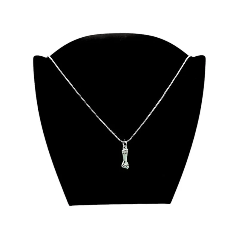 CORRENTE VENEZIANA COM MÃO DE FATIMA (FIGA) LISA 40CM - BANHADO A RODIO BRANCO