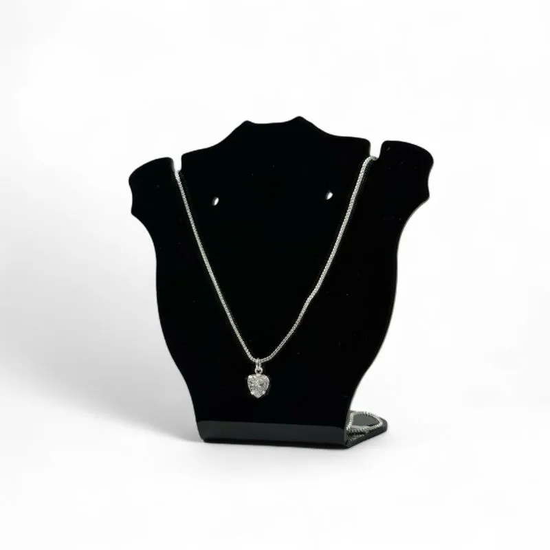 CORRENTE VENEZIANA PONTO DE LUZ CORAÇÃO LISO S/ EXTENSOR - BANHADO A PRATA 925