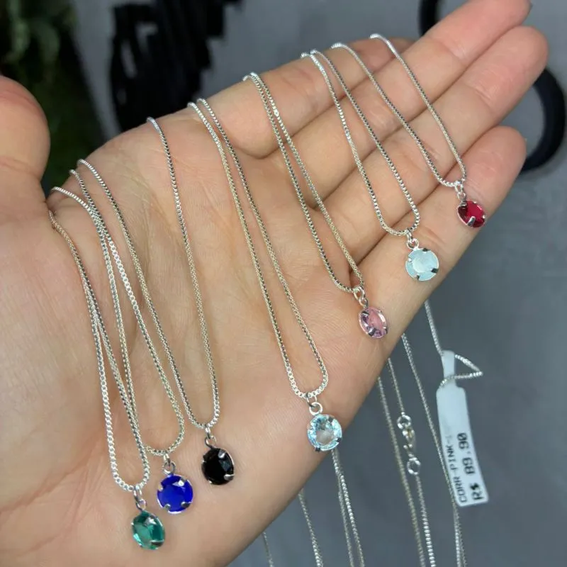 CORRENTE VENEZIANA PONTO DE LUZ REDONDO AZUL BIC LISO S/ EXTENSOR - BANHADO A PRATA 925