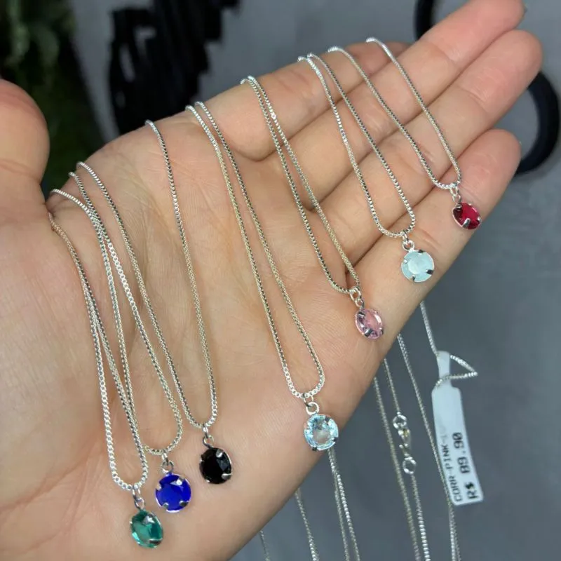 CORRENTE VENEZIANA PONTO DE LUZ REDONDO AZUL TRASLUCIDO LISO S/ EXTENSOR - BANHADO A PRATA 925