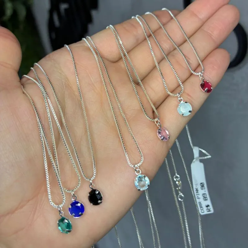 CORRENTE VENEZIANA PONTO DE LUZ REDONDO AZUL TRASLUCIDO LISO S/ EXTENSOR - BANHADO A PRATA 925