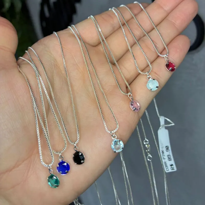 CORRENTE VENEZIANA PONTO DE LUZ REDONDO PRETO LISO S/ EXTENSOR - BANHADO A PRATA 925