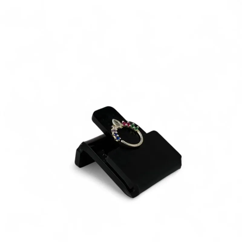 PIERCING ARGOLA COM ZIRCONIA COLORS COM BICO GOTA -PRATA 925